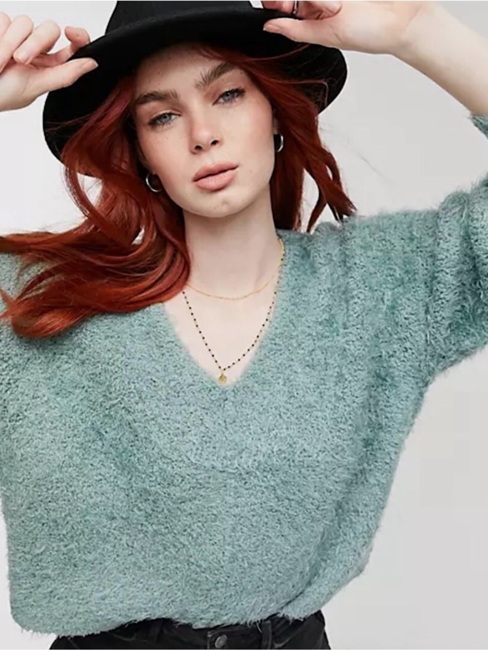 Free People Icing Plush V-Neck Sweater in Spring Dust - Picture 10 of 11